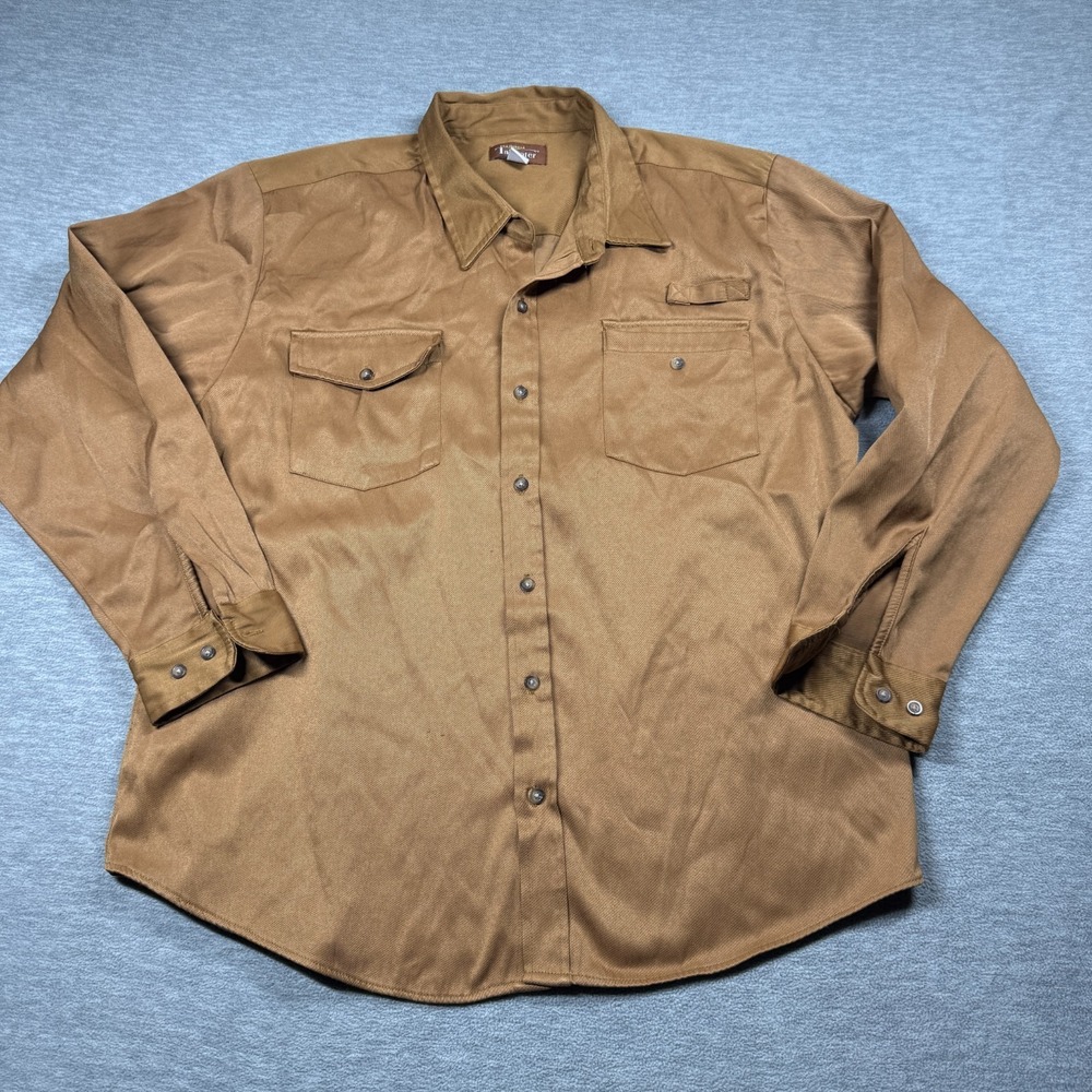 The Haband Shirt Men XL Brown Tailgater Long Sleeve Snap Front‎ Work Shirt Twill